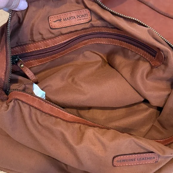 MARTA PONTI Slouchy LeatherTote Bag Crossbody with insert - Picture 6 of 13